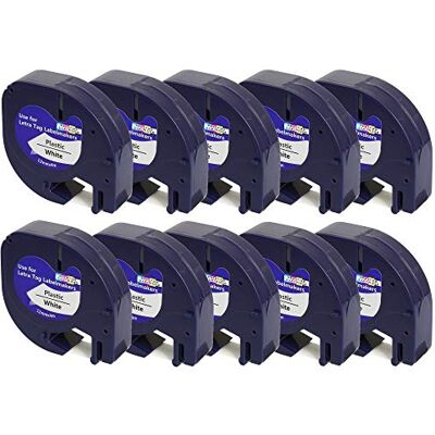 PRESTIGE CARTRIDGE 10 Compatibles Rubans Plastique d'étiquettes 91201 S0721610 S0721660 noir sur blanc (12mm x 4m) pour Dymo LetraTag LT110T, LT100H, LT100T, QX50, XR Etiqueteuses 91201 / S0721610 - Publicité PRESTIGE CARTRIDGE 10 Compatibles Rubans Plastique d'étiquettes 91201 S0721610 S0721660 noir sur blanc (12mm x 4m) pour Dymo LetraTag LT110T, LT100H, LT100T, QX50, XR Etiqueteuses 91201 / S0721610 - Publicité