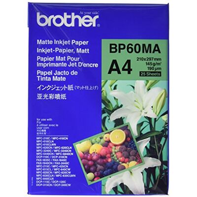 Brother BP 60MA Matte Inkjet Paper Papier mat A4 (210 x 297 mm) 145 g/m2 25 feuille(s) - Publicité Brother BP 60MA Matte Inkjet Paper Papier mat A4 (210 x 297 mm) 145 g/m2 25 feuille(s) - Publicité