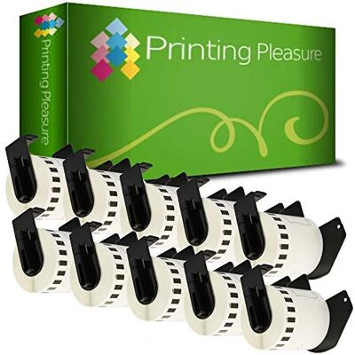 Printing Pleasure 10 x DK22251 Étiquettes Continues pour Brother QL-800 QL-810W QL-820NWB 62mm x 15.24m Rouge et Noir sur Blanc - Publicité Printing Pleasure 10 x DK22251 Étiquettes Continues pour Brother QL-800 QL-810W QL-820NWB 62mm x 15.24m Rouge et Noir sur Blanc - Publicité