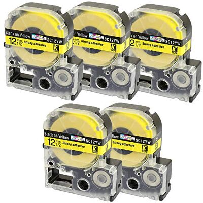 PRESTIGE CARTRIDGE 5 Compatibles Cassettes Rubans d'étiquettes SC12YW LC-4YBW LC-4YBW9 noir sur jaune 12mm x 8m pour Etiqueteuses Epson LabelWorks LW-300 LW-300L LW-400 LW-500 LW-600P LW-700 LW-900P LW-1000P - Publicité PRESTIGE CARTRIDGE 5 Compatibles Cassettes Rubans d'étiquettes SC12YW LC-4YBW LC-4YBW9 noir sur jaune 12mm x 8m pour Etiqueteuses Epson LabelWorks LW-300 LW-300L LW-400 LW-500 LW-600P LW-700 LW-900P LW-1000P - Publicité