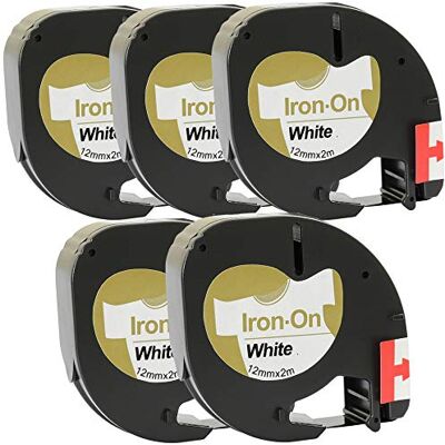 PRESTIGE CARTRIDGE 5x 18769 S0718850 S0721660 noir sur blanc 12mm x 2m Rubans Étiquettes en Textile compatibles avec Etiqueteuses Dymo LT100H LT100T LT110T QX50 XR XM 2000 Plus - Publicité PRESTIGE CARTRIDGE 5x 18769 S0718850 S0721660 noir sur blanc 12mm x 2m Rubans Étiquettes en Textile compatibles avec Etiqueteuses Dymo LT100H LT100T LT110T QX50 XR XM 2000 Plus - Publicité