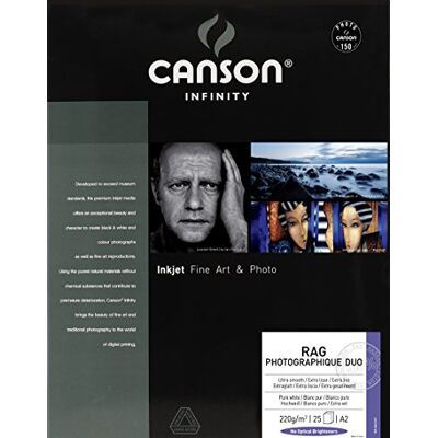 Canson infinity Rag Photographique duo 206211019 Papier photo Format A2 25 feuilles Blanc - Publicité Canson infinity Rag Photographique duo 206211019 Papier photo Format A2 25 feuilles Blanc - Publicité