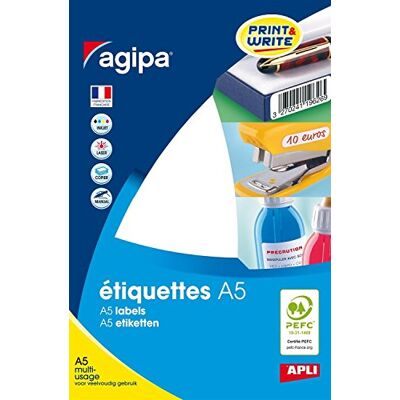 Apli 100316 Etui 32 étiquettes multi-usage 105 x 148 mm Coins droits Couleur Blanc - Publicité Apli 100316 Etui 32 étiquettes multi-usage 105 x 148 mm Coins droits Couleur Blanc - Publicité