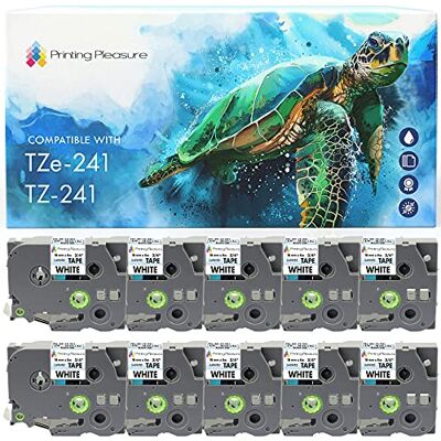 Printing Pleasure 10x Compatible TZe241 Noir sur Blanc (18mm x 8m) Rubans Étiquettes pour Brother P-Touch - Publicité Printing Pleasure 10x Compatible TZe241 Noir sur Blanc (18mm x 8m) Rubans Étiquettes pour Brother P-Touch - Publicité