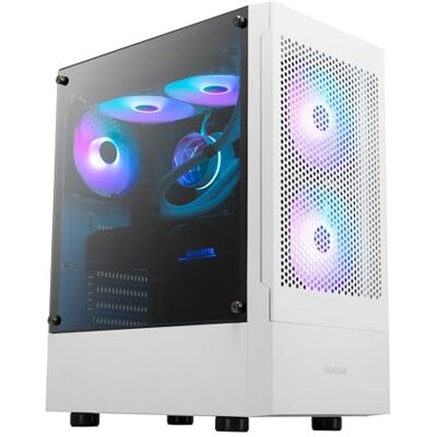 GAMDIAS PC Gamer Boitier, Boîtiers Gaming ATX Moyen Tour Vide, Airflow Mesh Case, 3 Ventilateurs ARGB de 120 mm Intégrés, Verre Trempé Latéral, Blanc - Publicité GAMDIAS PC Gamer Boitier, Boîtiers Gaming ATX Moyen Tour Vide, Airflow Mesh Case, 3 Ventilateurs ARGB de 120 mm Intégrés, Verre Trempé Latéral, Blanc - Publicité