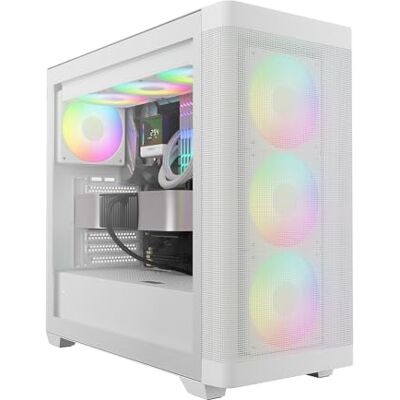 GAMDIAS Athena M3 WH Boîtier PC ATX Mid Tower, Maille d'aération Avant, 4 Ventilateurs PWM ARGB 120mm, Hub de Ventilateur 8 Ports, Support de radiateurs Double 360mm & Gen 2 Type-C, Sync MB, Blanc - Publicité GAMDIAS Athena M3 WH Boîtier PC ATX Mid Tower, Maille d'aération Avant, 4 Ventilateurs PWM ARGB 120mm, Hub de Ventilateur 8 Ports, Support de radiateurs Double 360mm & Gen 2 Type-C, Sync MB, Blanc - Publicité