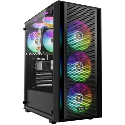 GAMDIAS Aura GC2 Elite ARGB Boîtier PC Gamer ATX Tour Moyenne, Panneau Frontal en Maillage pour Le Flux d'air, 4 Ventilateurs ARGB de 120 mm Inclus, Panneau Latéral en Verre Trempé, Noir - Publicité GAMDIAS Aura GC2 Elite ARGB Boîtier PC Gamer ATX Tour Moyenne, Panneau Frontal en Maillage pour Le Flux d'air, 4 Ventilateurs ARGB de 120 mm Inclus, Panneau Latéral en Verre Trempé, Noir - Publicité