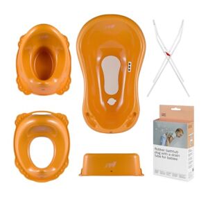 Hylat Baby Set de baignoire, pour nouveau-né et bébé, stable et confortable, motif renard, lot de 6 pièces, couleur : orange - Publicité