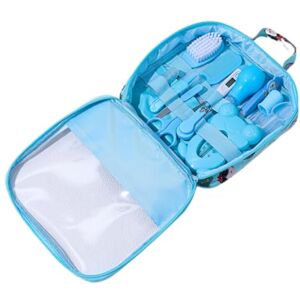 Pineeseatile Kit de soins de santé et toilettage pour bébé, aspirateur nasal, coupe-ongles, brosse à cheveux, kit nettoyage quotidien pour nouveau-né, 13 pièces/ensemble, style A, bleu, premiers secours - Publicité Pineeseatile Kit de soins de santé et toilettage pour bébé, aspirateur nasal, coupe-ongles, brosse à cheveux, kit nettoyage quotidien pour nouveau-né, 13 pièces/ensemble, style A, bleu, premiers secours - Publicité