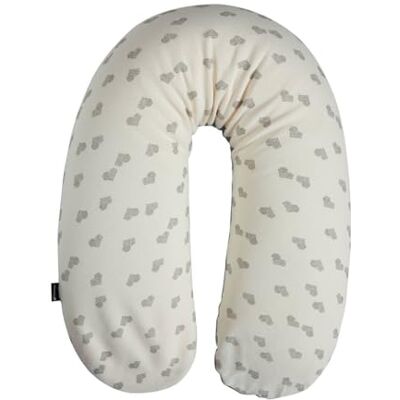 Candide Coussin d'allaitement et de grossesse jersey cœurs/gris - Publicité Candide Coussin d'allaitement et de grossesse jersey cœurs/gris - Publicité