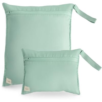 mushie Wet Bag 2-Pack Sac Résistant à l'eau pour Bébé 2 Tailles, Fermeture Pression pour Poussette, Rangement Vêtements, Couches et Snacks, Polyester, Lavable en Machine (Roman Green) - Publicité mushie Wet Bag 2-Pack Sac Résistant à l'eau pour Bébé 2 Tailles, Fermeture Pression pour Poussette, Rangement Vêtements, Couches et Snacks, Polyester, Lavable en Machine (Roman Green) - Publicité