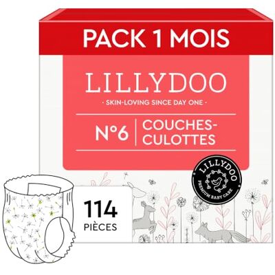 LILLYDOO Couches-culottes Bébé Ultra Douces, Taille 6 (13+ kg), 114 pcs Protection anti-fuites à 360°, sans parfum ni lotion pour les peaux sensibles, et testées dermatologiquement - Publicité LILLYDOO Couches-culottes Bébé Ultra Douces, Taille 6 (13+ kg), 114 pcs Protection anti-fuites à 360°, sans parfum ni lotion pour les peaux sensibles, et testées dermatologiquement - Publicité