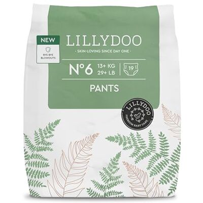 LILLYDOO Couches-Culottes Bébé Ultra Douces, Taille 6 (13+kg) 19 pcs Couches-culottes absorbantes, sans parfum ni lotion, avec une cellulose non-blanchie et un emballage papier recyclable - Publicité LILLYDOO Couches-Culottes Bébé Ultra Douces, Taille 6 (13+kg) 19 pcs Couches-culottes absorbantes, sans parfum ni lotion, avec une cellulose non-blanchie et un emballage papier recyclable - Publicité