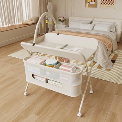 LANTUS Table à Langer avec roulettes, Pliable, Tapis à Langer Portable, 5 Niveaux réglables, Panier de Rangement à Suspendre pour Nouveau-né, pour Chambre de Bébé,75 * 68 * 83-91cm (B) Blanc crème - Publicité LANTUS Table à Langer avec roulettes, Pliable, Tapis à Langer Portable, 5 Niveaux réglables, Panier de Rangement à Suspendre pour Nouveau-né, pour Chambre de Bébé,75 * 68 * 83-91cm (B) Blanc crème - Publicité