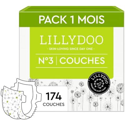 LILLYDOO Couches Bébé Hypoallergéniques, Taille 3 (6+ kg), 174 pcs Couches ultra douces et absorbantes, sans parfum ni lotion pour les peaux sensibles, et testées dermatologiquement. Publicité LILLYDOO Couches Bébé Hypoallergéniques, Taille 3 (6+ kg), 174 pcs Couches ultra douces et absorbantes, sans parfum ni lotion pour les peaux sensibles, et testées dermatologiquement. Publicité