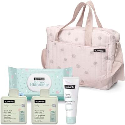 Suavinex , Sac à Langer Bébé avec Cosmétique : Gel Lavant Doux 300 ml + Lait Hydratant 300 ml + Crème de Change 75 ml + Lingettes 60 Unités. Cadeau Naissance Fille et Garçon, Panier Nouveau-Né, Rose - Publicité Suavinex , Sac à Langer Bébé avec Cosmétique : Gel Lavant Doux 300 ml + Lait Hydratant 300 ml + Crème de Change 75 ml + Lingettes 60 Unités. Cadeau Naissance Fille et Garçon, Panier Nouveau-Né, Rose - Publicité