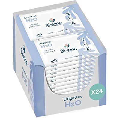 Biolane Lingettes bebe H2O à l'eau Pocket Bébé Lot de 24x10 (240 lingettes) Peaux sensibles Nettoie et protège, le visage et le siège Fabriqué en France - Publicité Biolane Lingettes bebe H2O à l'eau Pocket Bébé Lot de 24x10 (240 lingettes) Peaux sensibles Nettoie et protège, le visage et le siège Fabriqué en France - Publicité
