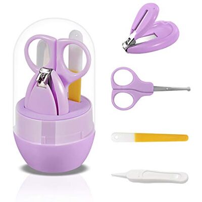 SONARIN Transparent Kit Coupe-Ongles Bébé,kit de toilettage pour bébé 4 en 1,avec coupe-ongles,ciseaux,lime à ongles et pince à Épiler,Kit Soins des Ongles Bébés et Jeunes Enfants(Violet Clair) - Publicité SONARIN Transparent Kit Coupe-Ongles Bébé,kit de toilettage pour bébé 4 en 1,avec coupe-ongles,ciseaux,lime à ongles et pince à Épiler,Kit Soins des Ongles Bébés et Jeunes Enfants(Violet Clair) - Publicité
