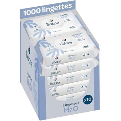 Biolane Lingettes bébé à l'eau 1000 lingettes Lot de 10x100 Nettoyage doux et efficace Sans Rinçage Dès la naissance - Publicité Biolane Lingettes bébé à l'eau 1000 lingettes Lot de 10x100 Nettoyage doux et efficace Sans Rinçage Dès la naissance - Publicité