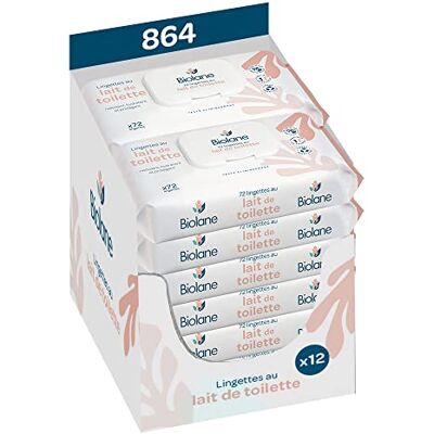 Biolane Lot de 12 paquets Lingettes bebe au lait de toilette Bébé 864 Lingettes bébé Nettoie et hydrate Peaux sensibles 98% d'origine naturelle Dès la naissance - Publicité Biolane Lot de 12 paquets Lingettes bebe au lait de toilette Bébé 864 Lingettes bébé Nettoie et hydrate Peaux sensibles 98% d'origine naturelle Dès la naissance - Publicité
