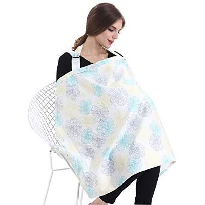 SONARIN Couvertures d'allaitement de Qualité Supérieure,motif fleur,avec Sac de Rangement,écharpe d'allaitement,4 en 1 multifonction,Respirant et Léger(Blanc) - Publicité SONARIN Couvertures d'allaitement de Qualité Supérieure,motif fleur,avec Sac de Rangement,écharpe d'allaitement,4 en 1 multifonction,Respirant et Léger(Blanc) - Publicité