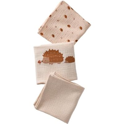 Vertbaudet Lot De 3 Langes En Gaze De Coton beige imprimé TU - Publicité Vertbaudet Lot De 3 Langes En Gaze De Coton beige imprimé TU - Publicité