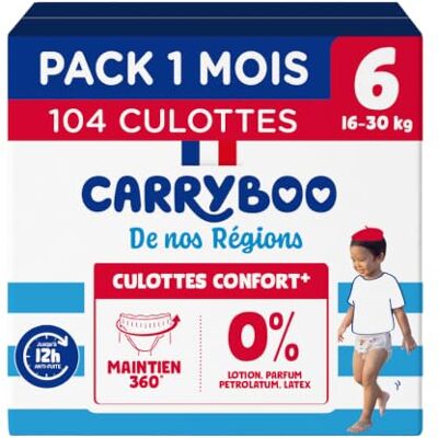CARRYBOO 104 Culottes Taille 6 (16-30kg) Saines et Ultra Absorbantes Maintien 360° Facile à enfiler Fabriquées en France Prix Accessible Pack 1 Mois - Publicité CARRYBOO 104 Culottes Taille 6 (16-30kg) Saines et Ultra Absorbantes Maintien 360° Facile à enfiler Fabriquées en France Prix Accessible Pack 1 Mois - Publicité