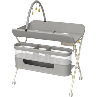 LANTUS Table à Langer avec roulettes, Pliable, Tapis à Langer Portable, 5 Niveaux réglables, Panier de Rangement à Suspendre pour Nouveau-né, pour Chambre de Bébé,75 * 68 * 83-91cm (B) Gris - Publicité LANTUS Table à Langer avec roulettes, Pliable, Tapis à Langer Portable, 5 Niveaux réglables, Panier de Rangement à Suspendre pour Nouveau-né, pour Chambre de Bébé,75 * 68 * 83-91cm (B) Gris - Publicité
