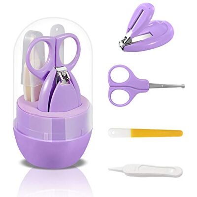 SONARIN Transparent Kit Coupe-Ongles Bébé,kit de toilettage pour bébé 4 en 1,avec coupe-ongles,ciseaux,lime à ongles et pince à Épiler,Kit Soins des Ongles Bébés et Jeunes Enfants(Violet) - Publicité SONARIN Transparent Kit Coupe-Ongles Bébé,kit de toilettage pour bébé 4 en 1,avec coupe-ongles,ciseaux,lime à ongles et pince à Épiler,Kit Soins des Ongles Bébés et Jeunes Enfants(Violet) - Publicité