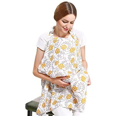 SONARIN Couvertures d'allaitement de Qualité Supérieure,motif fleur,avec Sac de Rangement,écharpe d'allaitement,4 en 1 multifonction,Respirant et Léger(Jaune) - Publicité SONARIN Couvertures d'allaitement de Qualité Supérieure,motif fleur,avec Sac de Rangement,écharpe d'allaitement,4 en 1 multifonction,Respirant et Léger(Jaune) - Publicité