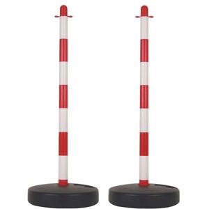 Perel Lot de bornes PVC, 2 pièces, rouge blanc, 90 cm de haut, base remplissable sable ou eau, connectables, poteau avec chaîne ou ruban, pour événements, parkings, horeca, chantiers, espaces publics - Publicité Perel Lot de bornes PVC, 2 pièces, rouge blanc, 90 cm de haut, base remplissable sable ou eau, connectables, poteau avec chaîne ou ruban, pour événements, parkings, horeca, chantiers, espaces publics - Publicité