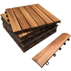 CLICK-DECK Dalles de terrasse en bois dur Patio, balcon, toit-terrasse, carré, clip, revêtement de sol facile (18x dalles de terrasse en bois dur et 8x bords droits) - Publicité CLICK-DECK Dalles de terrasse en bois dur Patio, balcon, toit-terrasse, carré, clip, revêtement de sol facile (18x dalles de terrasse en bois dur et 8x bords droits) - Publicité