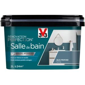V33 - Rénovation Perfection Salle de Bain - Bleu Profond Satin - Peinture - Publicité V33 - Rénovation Perfection Salle de Bain - Bleu Profond Satin - Peinture - Publicité