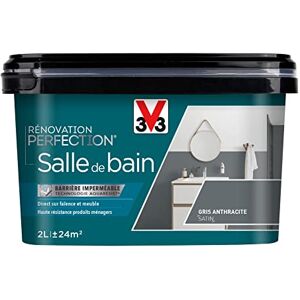 V33 Peinture de rénovation salle de bain, Rénovation perfection Gris anthracite satin 2L - Publicité V33 Peinture de rénovation salle de bain, Rénovation perfection Gris anthracite satin 2L - Publicité