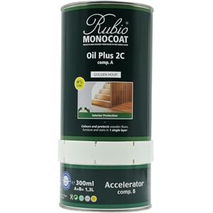 Rubio Monocoat Huile pour bois 52 m² Heure Dorée Oil Plus 2C Huile de lin pour bois écologique à séchage rapide pour l'intérieur, avec accélérateur (partie B) Protecteur 1,3L - Publicité Rubio Monocoat Huile pour bois 52 m² Heure Dorée Oil Plus 2C Huile de lin pour bois écologique à séchage rapide pour l'intérieur, avec accélérateur (partie B) Protecteur 1,3L - Publicité