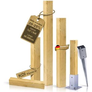 BooGardi Poteaux en bois imprégnés 18 tailles 7 x 7 x 160 cm 1 pièce avec douille à visser Poteaux carrés avec tête plate Pin Poutres en bois équarri - Publicité BooGardi Poteaux en bois imprégnés 18 tailles 7 x 7 x 160 cm 1 pièce avec douille à visser Poteaux carrés avec tête plate Pin Poutres en bois équarri - Publicité