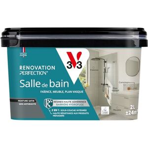 V33 Rénovation Perfection Salle de Bain Gris Anthracite Satin 2L - Publicité V33 Rénovation Perfection Salle de Bain Gris Anthracite Satin 2L - Publicité