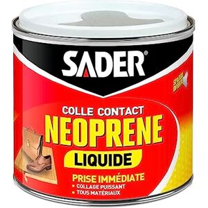Sader Colle Contact Néoprène Liquide – Colle Extra Forte Tous Matériaux– Prise Immédiate – Applicable au Pinceau – Boîte de 500 ml - Publicité Sader Colle Contact Néoprène Liquide – Colle Extra Forte Tous Matériaux– Prise Immédiate – Applicable au Pinceau – Boîte de 500 ml - Publicité