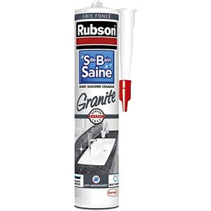 Rubson Mastic Salle de bain Saine Couleur "Granite" Gris Foncé, Joint silicone multi-matériaux renforcé en antifongiques, mastic sanitaire coloré, souple & étanche, 280 ml - Publicité Rubson Mastic Salle de bain Saine Couleur "Granite" Gris Foncé, Joint silicone multi-matériaux renforcé en antifongiques, mastic sanitaire coloré, souple & étanche, 280 ml - Publicité