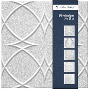 Marbet Design Panneaux de plafonds en polystyrène EPS Panneaux de plafonds légers et robustes au design moderne (paquet économique 2QM SATURN 50x50cm) Panneaux de revêtement de plafond plafond - Publicité Marbet Design Panneaux de plafonds en polystyrène EPS Panneaux de plafonds légers et robustes au design moderne (paquet économique 2QM SATURN 50x50cm) Panneaux de revêtement de plafond plafond - Publicité