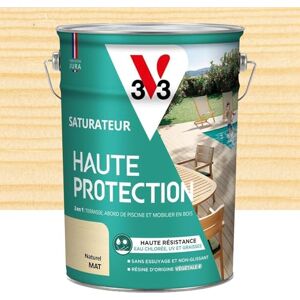 V33 Saturateur bois extérieur Naturel mat Pour terrasses et mobilier de jardin Haute résistance eau chlorée, UV et graisse Sans essuyage et non glissant Résine d'origine végétale 5L - Publicité V33 Saturateur bois extérieur Naturel mat Pour terrasses et mobilier de jardin Haute résistance eau chlorée, UV et graisse Sans essuyage et non glissant Résine d'origine végétale 5L - Publicité