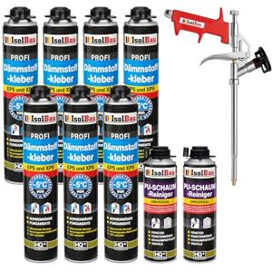 Isolbau Kit de colle isolante pour EPS & XPS Avec 7 mousses adhésives WDVS (750 ml chacune), 2 nettoyants en mousse PU et 1 pistolet à mousse - Publicité Isolbau Kit de colle isolante pour EPS & XPS Avec 7 mousses adhésives WDVS (750 ml chacune), 2 nettoyants en mousse PU et 1 pistolet à mousse - Publicité