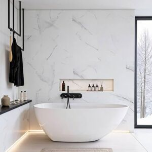 DECOON Lot de 8 Dalles Murales Douche SPC/PVC Décor Marbre Blanc Brillant 38,9x77,8 cm 2,42 m² - Publicité DECOON Lot de 8 Dalles Murales Douche SPC/PVC Décor Marbre Blanc Brillant 38,9x77,8 cm 2,42 m² - Publicité