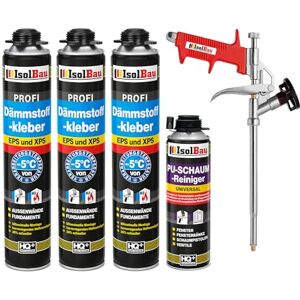 Isolbau Lot de 3 tubes de colle isolante B2 750 ml de colle périmétrique, 1 nettoyant en mousse polyuréthane et 1 pistolet à mousse pour plaques EPS et XPS Mousse adhésive en polyuréthane 1K pour - Publicité Isolbau Lot de 3 tubes de colle isolante B2 750 ml de colle périmétrique, 1 nettoyant en mousse polyuréthane et 1 pistolet à mousse pour plaques EPS et XPS Mousse adhésive en polyuréthane 1K pour - Publicité
