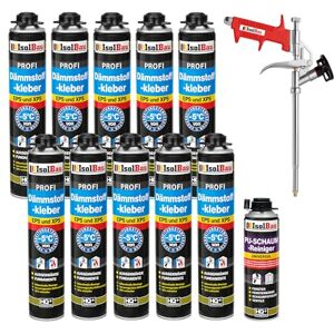 Isolbau B2 Lot de 10 tubes de colle périmétrique 750 ml, 1 nettoyant en mousse polyuréthane et 1 pistolet à mousse pour plaques EPS et XPS – Mousse adhésive en polyuréthane 1K pour fixation et - Publicité Isolbau B2 Lot de 10 tubes de colle périmétrique 750 ml, 1 nettoyant en mousse polyuréthane et 1 pistolet à mousse pour plaques EPS et XPS – Mousse adhésive en polyuréthane 1K pour fixation et - Publicité