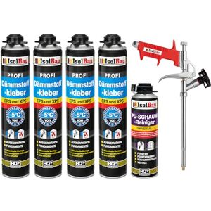 Isolbau B2 Lot de colle isolante 4 x 750 ml Pour périmètre, 1 x nettoyant pour mousse PU & 1 x pistolet à mousse pour plaques EPS & XPS Colle PU 1K pour isolation et isolation thermique - Publicité Isolbau B2 Lot de colle isolante 4 x 750 ml Pour périmètre, 1 x nettoyant pour mousse PU & 1 x pistolet à mousse pour plaques EPS & XPS Colle PU 1K pour isolation et isolation thermique - Publicité