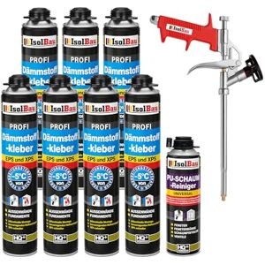 Isolbau Lot de 7 tubes de colle isolante B2 750 ml de colle périmétrique, 1 nettoyant en mousse polyuréthane et 1 pistolet à mousse pour plaques EPS et XPS Mousse adhésive en polyuréthane 1K pour - Publicité Isolbau Lot de 7 tubes de colle isolante B2 750 ml de colle périmétrique, 1 nettoyant en mousse polyuréthane et 1 pistolet à mousse pour plaques EPS et XPS Mousse adhésive en polyuréthane 1K pour - Publicité