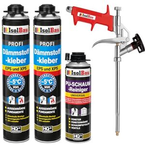 Isolbau Lot de colle isolante B2 2 x 750 ml de colle périmétrique, 1 nettoyant en mousse polyuréthane et 1 pistolet à mousse pour plaques EPS et XPS Mousse adhésive en polyuréthane 1K pour fixer - Publicité Isolbau Lot de colle isolante B2 2 x 750 ml de colle périmétrique, 1 nettoyant en mousse polyuréthane et 1 pistolet à mousse pour plaques EPS et XPS Mousse adhésive en polyuréthane 1K pour fixer - Publicité