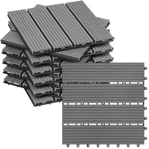 WOLTU WPC Carrelage de sol 30x30cm Revêtement de sol pour extèrieur en composite bois-plastique Jardin terrasse système plug-in, Gris Clair 11 pièces / 1 m² - Publicité WOLTU WPC Carrelage de sol 30x30cm Revêtement de sol pour extèrieur en composite bois-plastique Jardin terrasse système plug-in, Gris Clair 11 pièces / 1 m² - Publicité