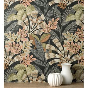 GAULAN 681999 Papier peint en vinyle feuilles ethniques sur fond noir texturé style tropical pour mur salon cuisine bain chambre salle à mange tête Rouleaux de 10 m x 0,52 m - Publicité GAULAN 681999 Papier peint en vinyle feuilles ethniques sur fond noir texturé style tropical pour mur salon cuisine bain chambre salle à mange tête Rouleaux de 10 m x 0,52 m - Publicité